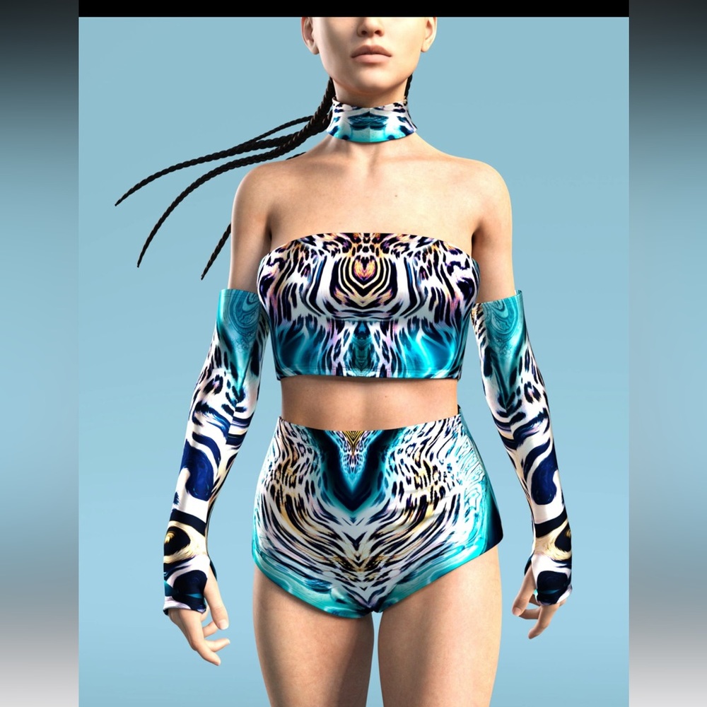 Candy Catz Sea Tiger Tube Top with Gloves NWOT size medium